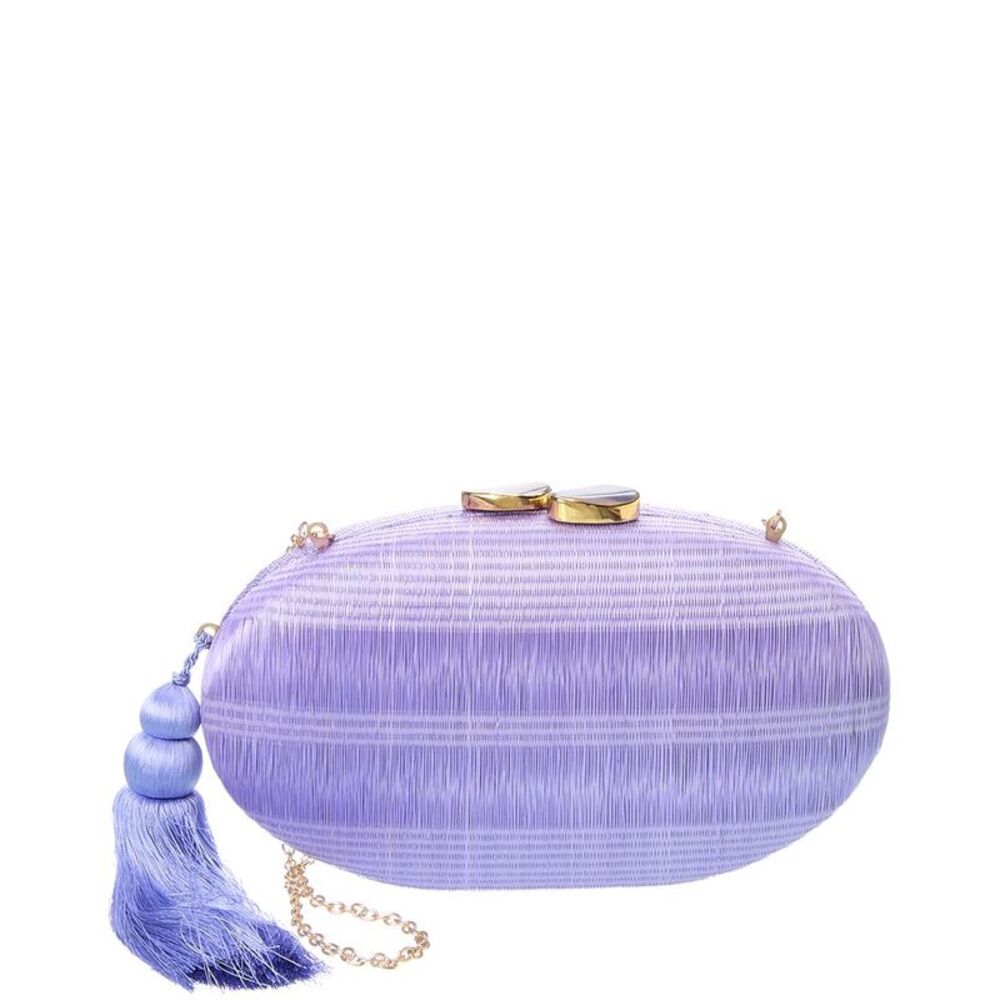 Rafé Joanna Straw Clutch, Purple